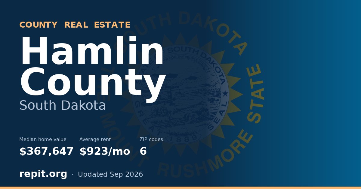 Hamlin County, SD real estate — median home value $367,647, average rent $923/mo