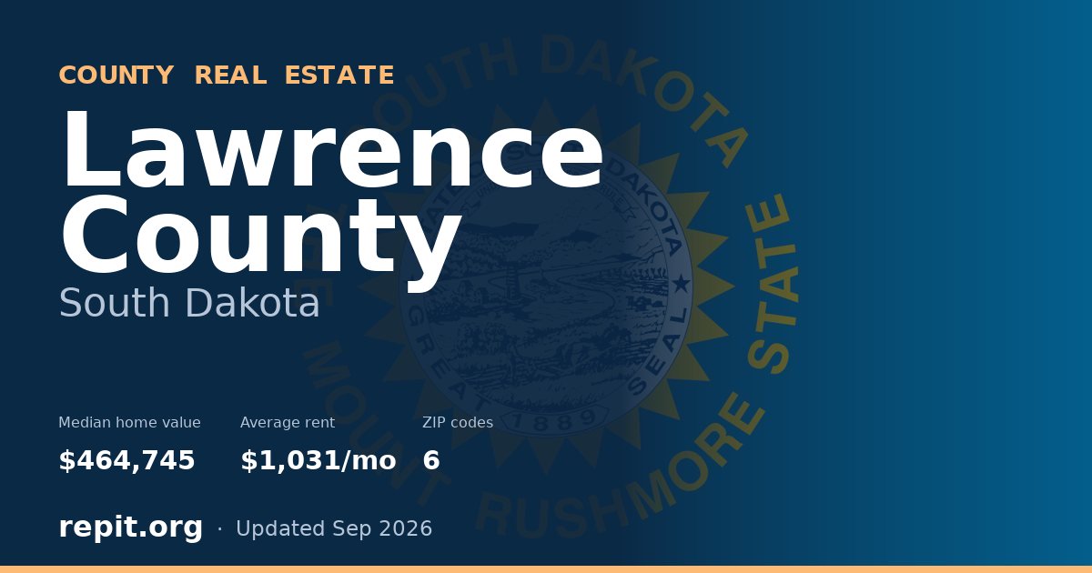 Lawrence County, SD real estate — median home value $464,745, average rent $1,031/mo