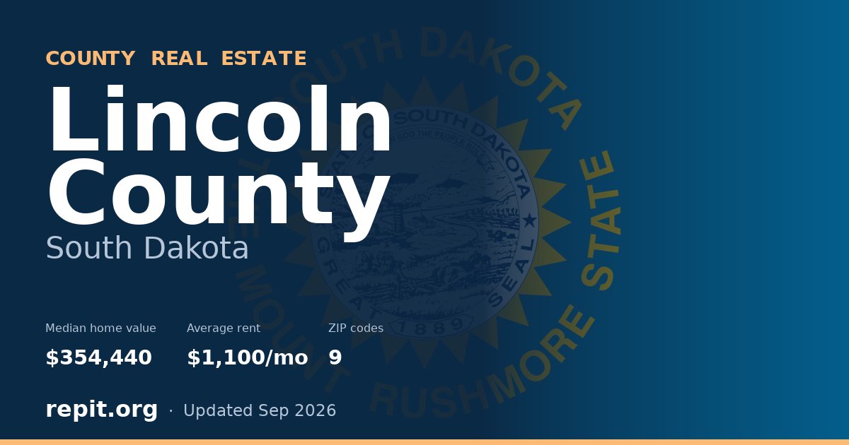 Lincoln County, SD real estate — median home value $354,440, average rent $1,100/mo