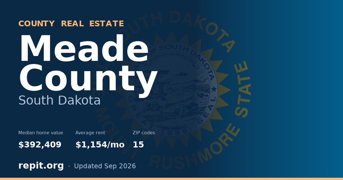 Meade County, SD real estate — median home value $392,409, average rent $1,154/mo