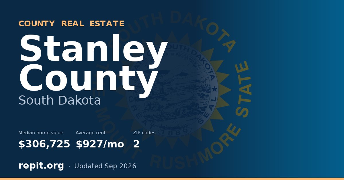 Stanley County, SD real estate — median home value $306,725, average rent $927/mo