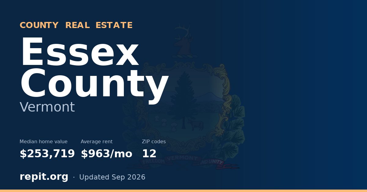 Essex County, VT real estate — median home value $253,719, average rent $963/mo