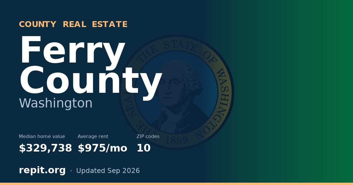 Ferry County, WA real estate — median home value $329,738, average rent $975/mo