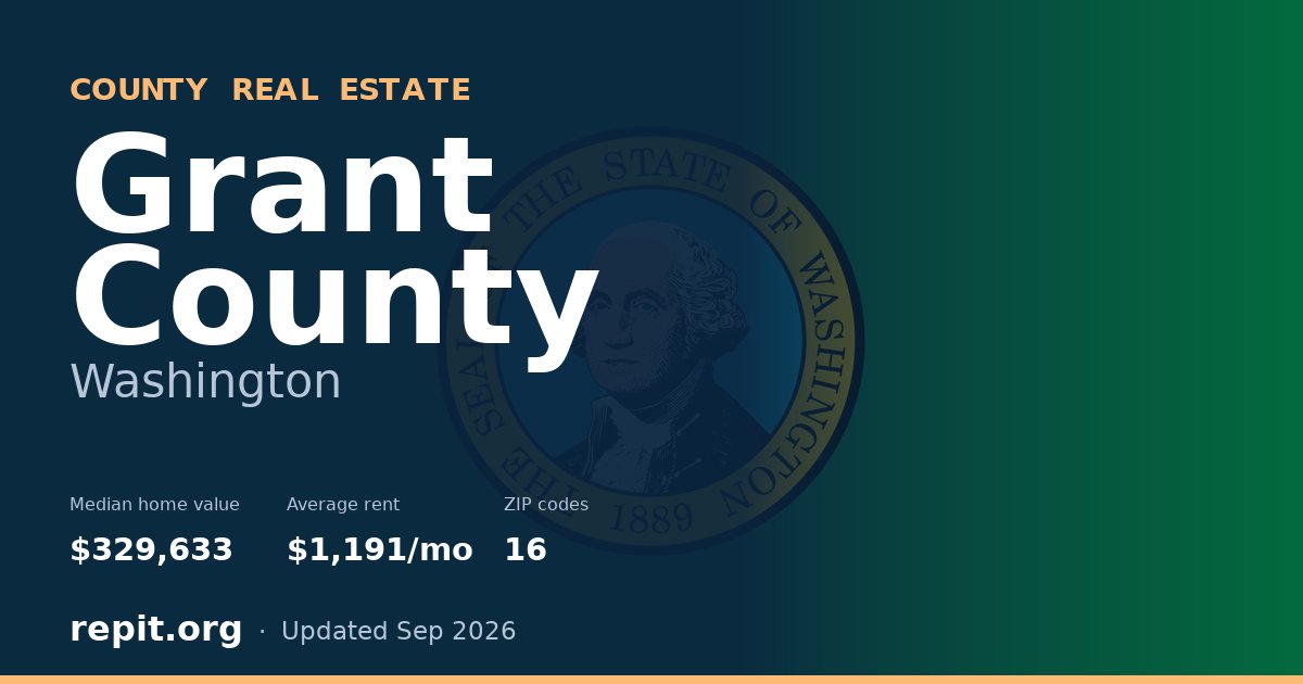 Grant County, WA real estate — median home value $329,633, average rent $1,191/mo
