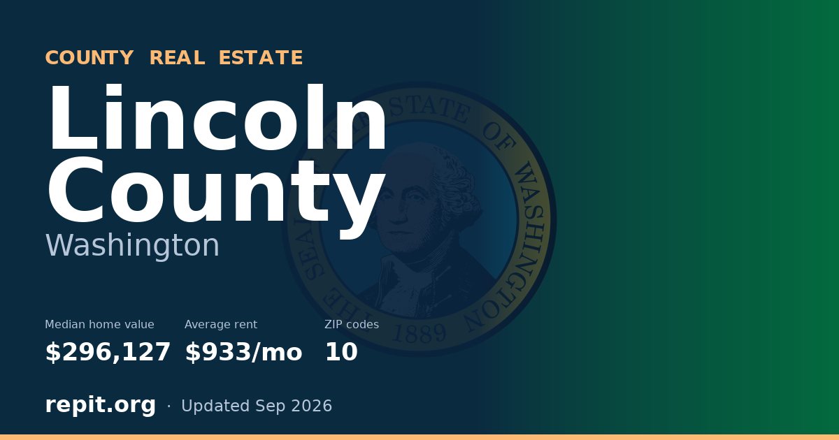 Lincoln County, WA real estate — median home value $296,127, average rent $933/mo