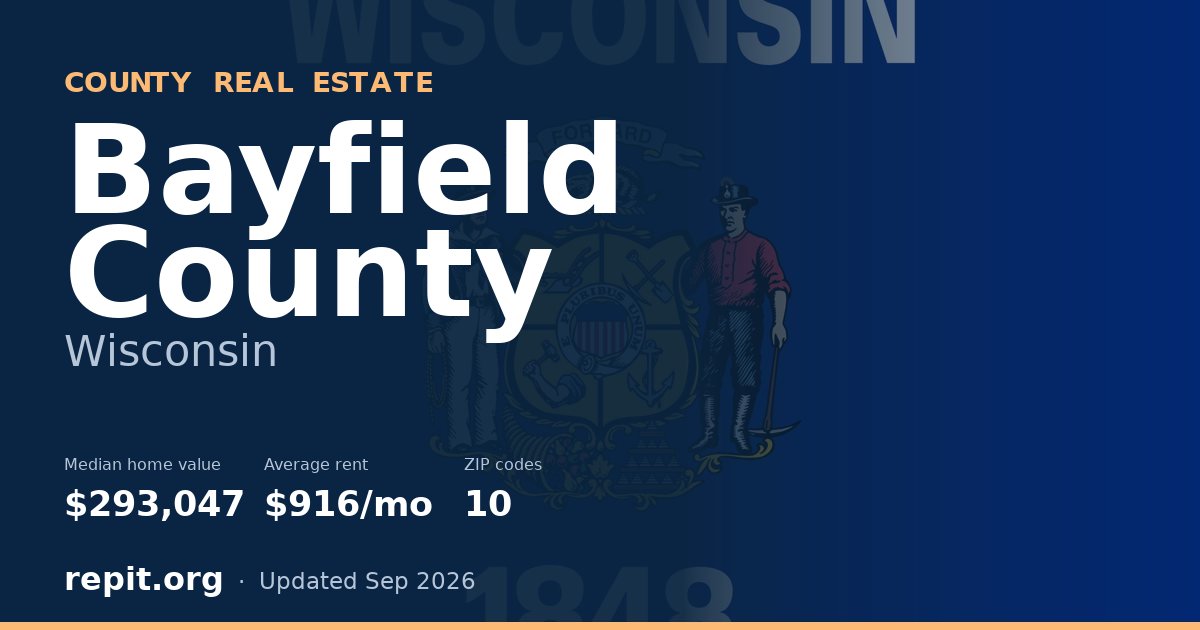 Bayfield County, WI real estate — median home value $293,047, average rent $916/mo