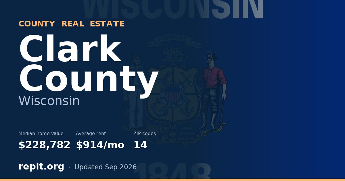 Clark County, WI real estate — median home value $228,782, average rent $914/mo