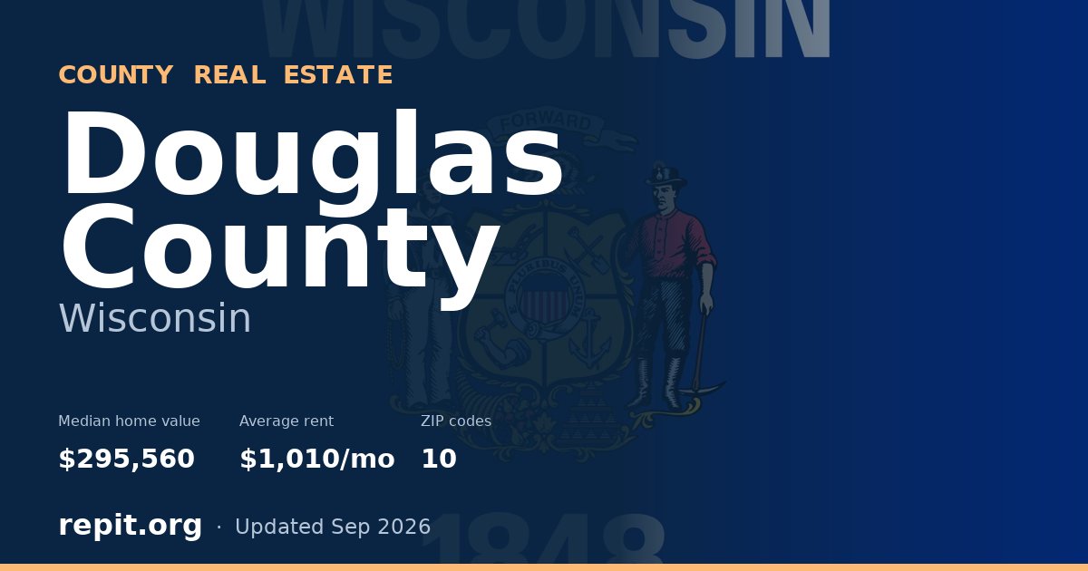 Douglas County, WI real estate — median home value $295,560, average rent $1,010/mo