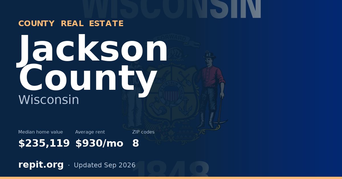 Jackson County, WI real estate — median home value $235,119, average rent $930/mo