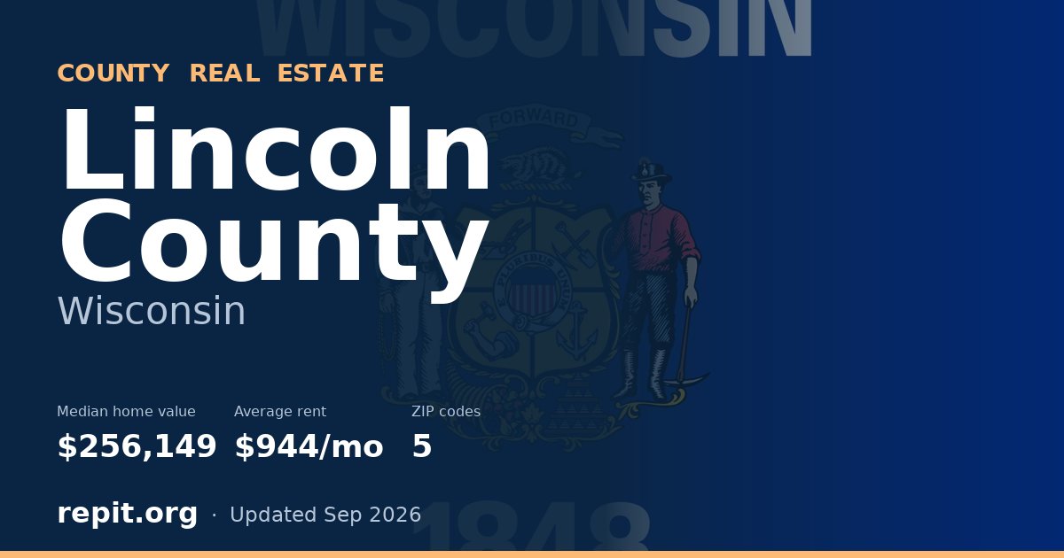 Lincoln County, WI real estate — median home value $256,149, average rent $944/mo