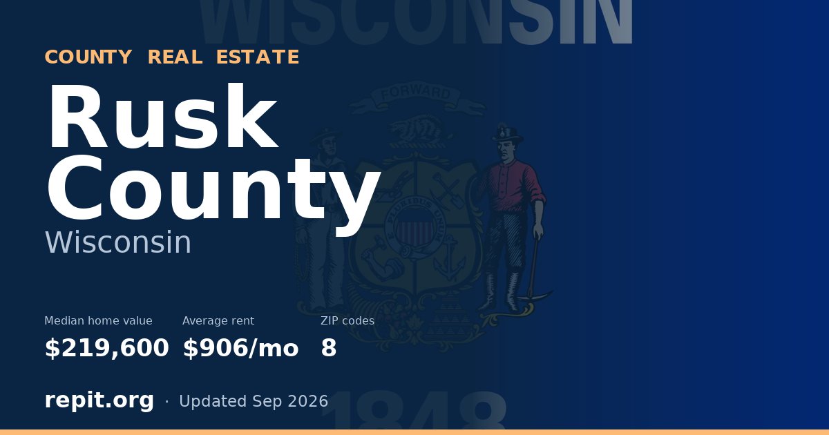 Rusk County, WI real estate — median home value $219,600, average rent $906/mo