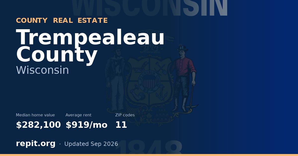 Trempealeau County, WI real estate — median home value $282,100, average rent $919/mo