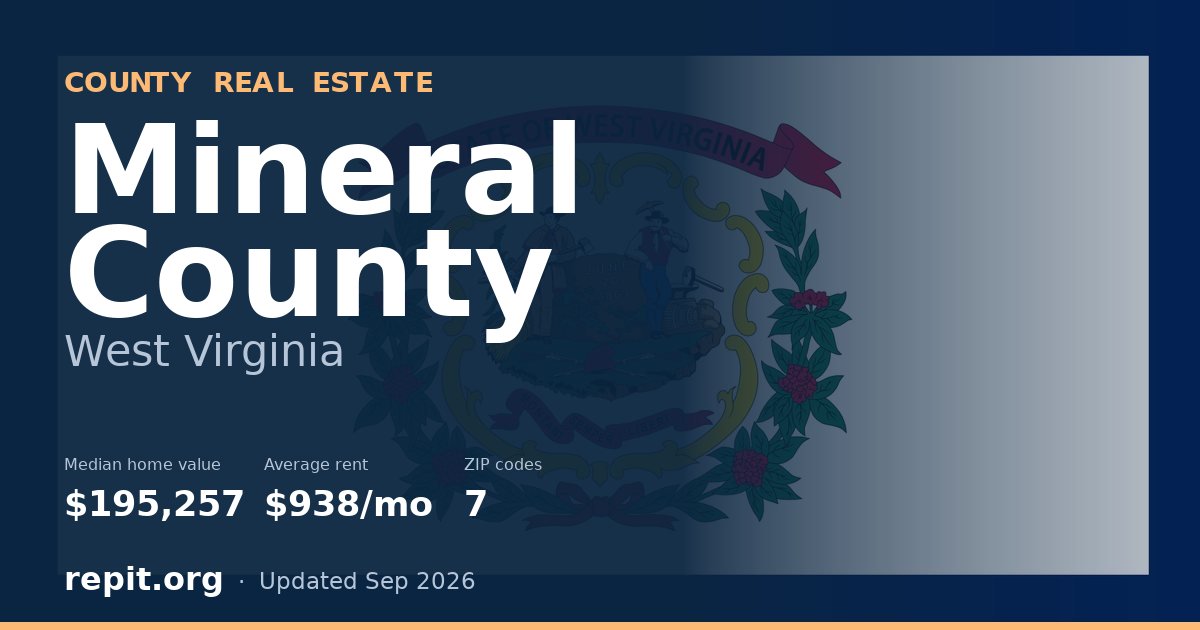 Mineral County, WV real estate — median home value $195,257, average rent $938/mo