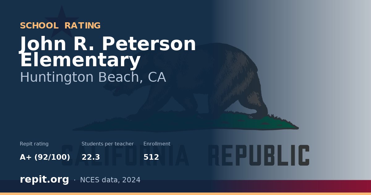 John R. Peterson Elementary, Huntington Beach, CA — Repit school rating A+ (92/100)