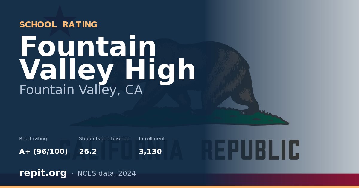 Fountain Valley High, Fountain Valley, CA — Repit school rating A+ (96/100)