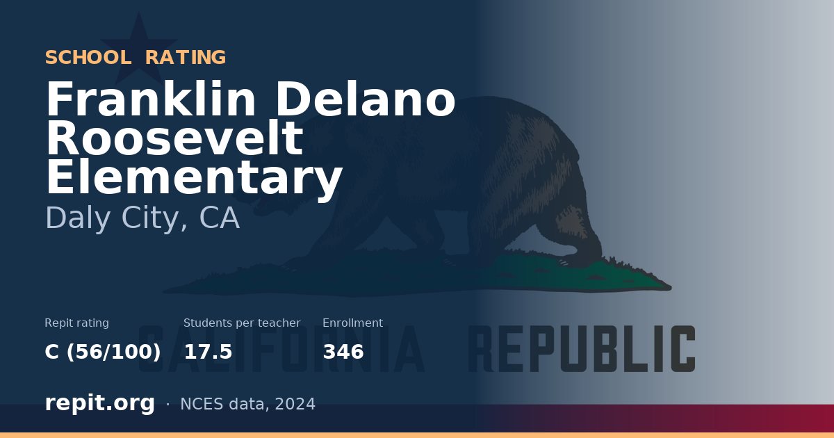 Franklin Delano Roosevelt Elementary, Daly City, CA — Repit school rating C (56/100)