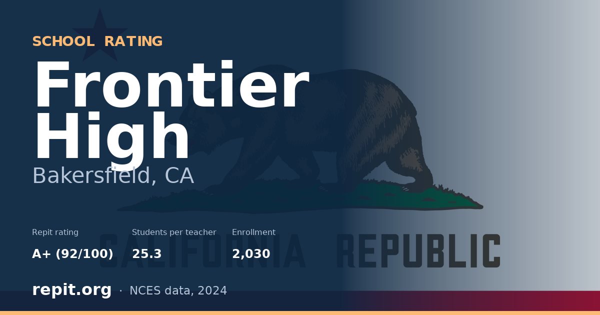 Frontier High, Bakersfield, CA — Repit school rating A+ (92/100)