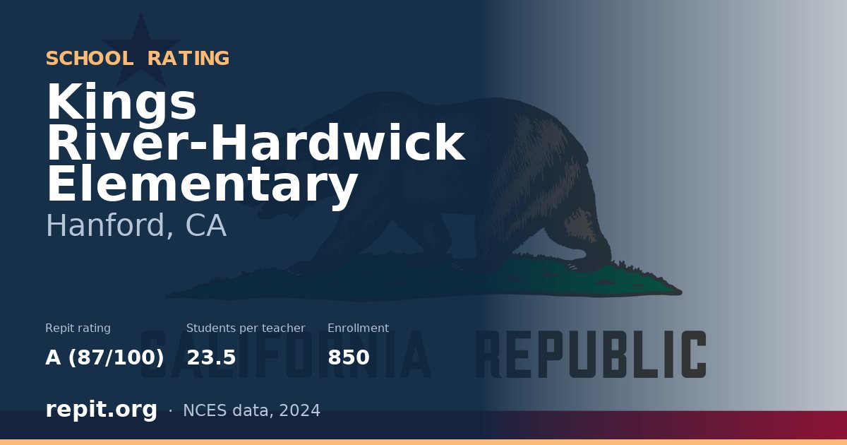 Kings River-Hardwick Elementary, Hanford, CA — Repit school rating A (87/100)