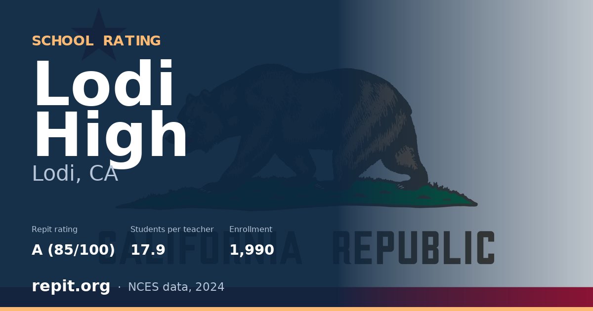 Lodi High, Lodi, CA — Repit school rating A (85/100)