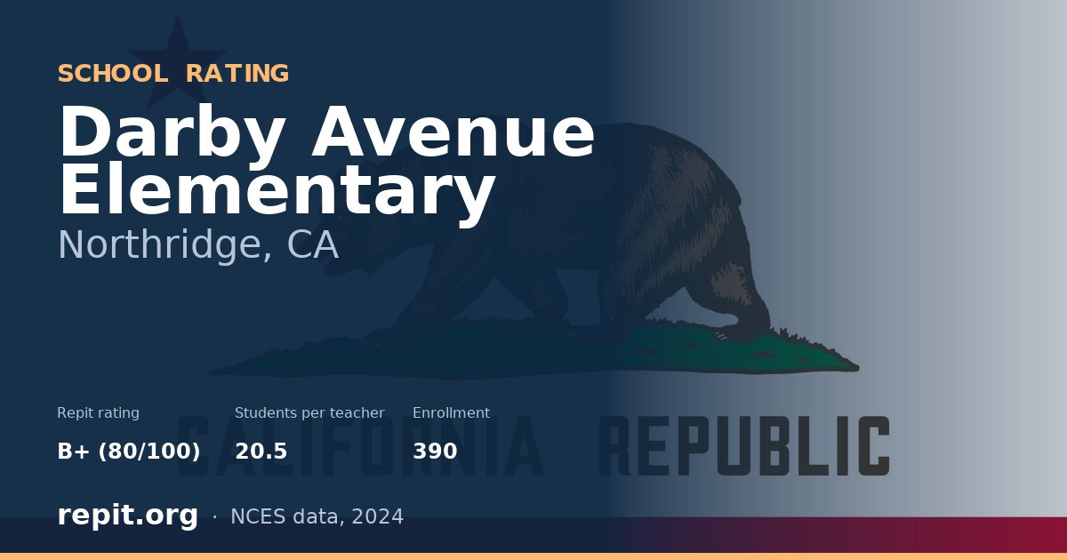 Darby Avenue Elementary, Northridge, CA — Repit school rating B+ (80/100)