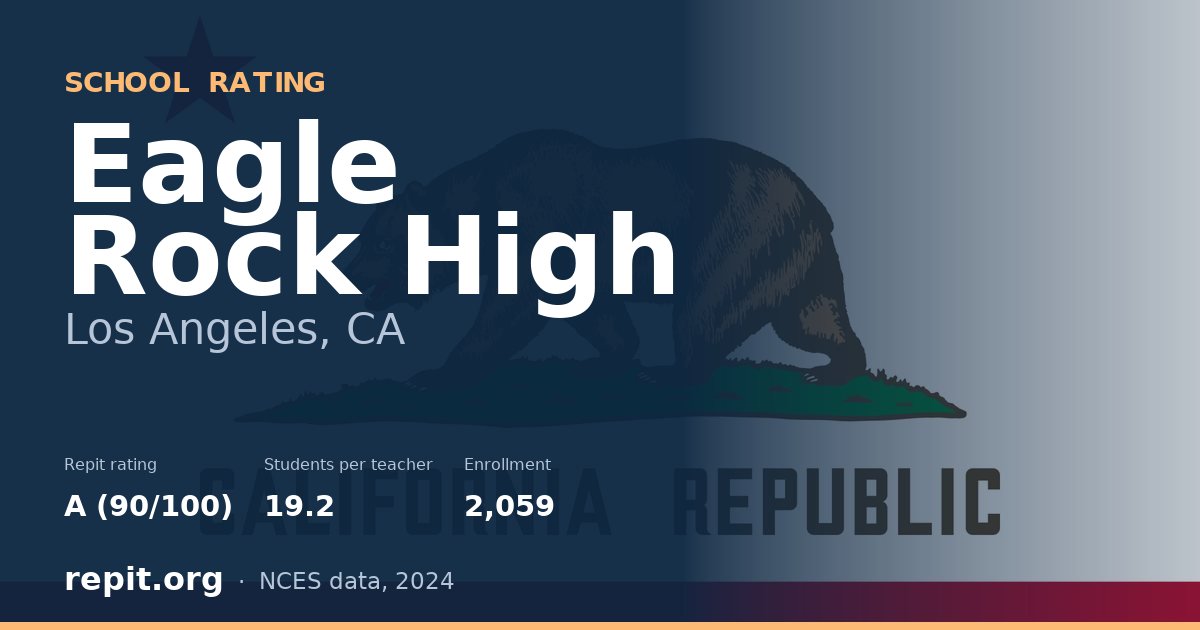 Eagle Rock High, Los Angeles, CA — Repit school rating A (90/100)