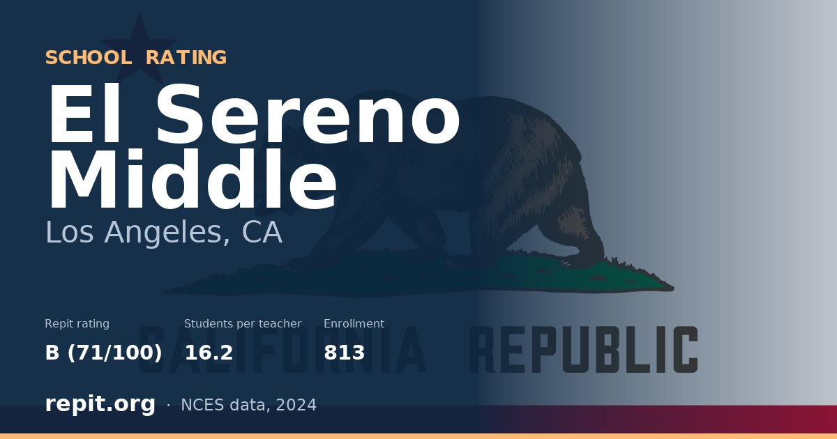 El Sereno Middle, Los Angeles, CA — Repit school rating B (71/100)