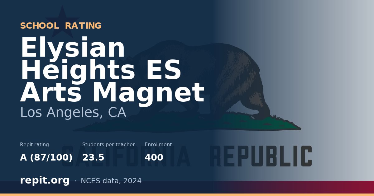Elysian Heights ES Arts Magnet, Los Angeles, CA — Repit school rating A (87/100)