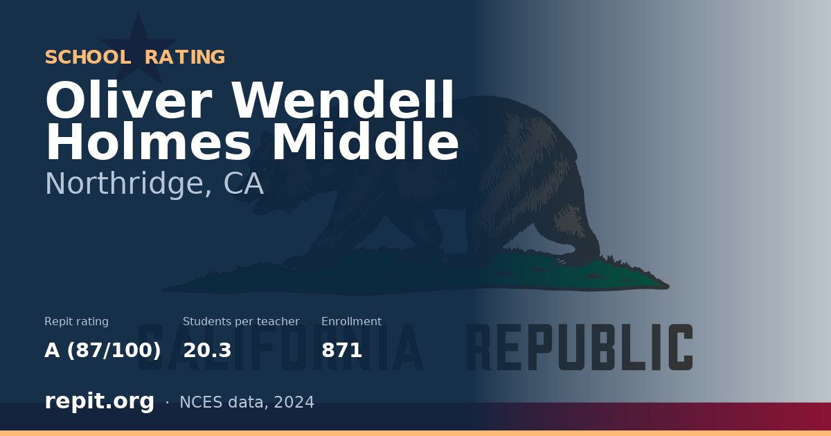 Oliver Wendell Holmes Middle, Northridge, CA — Repit school rating A (87/100)