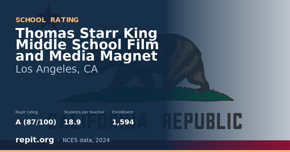 Thomas Starr King Middle School Film and Media Magnet, Los Angeles, CA — Repit school rating A (87/100)