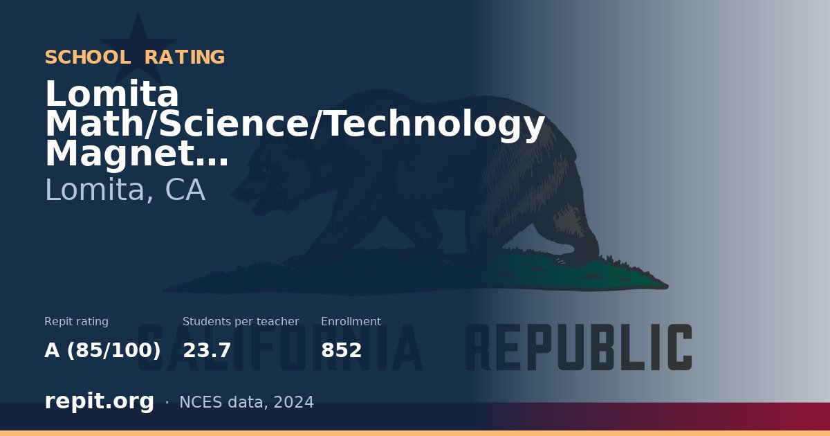 Lomita Math/Science/Technology Magnet, Lomita, CA — Repit school rating A (85/100)