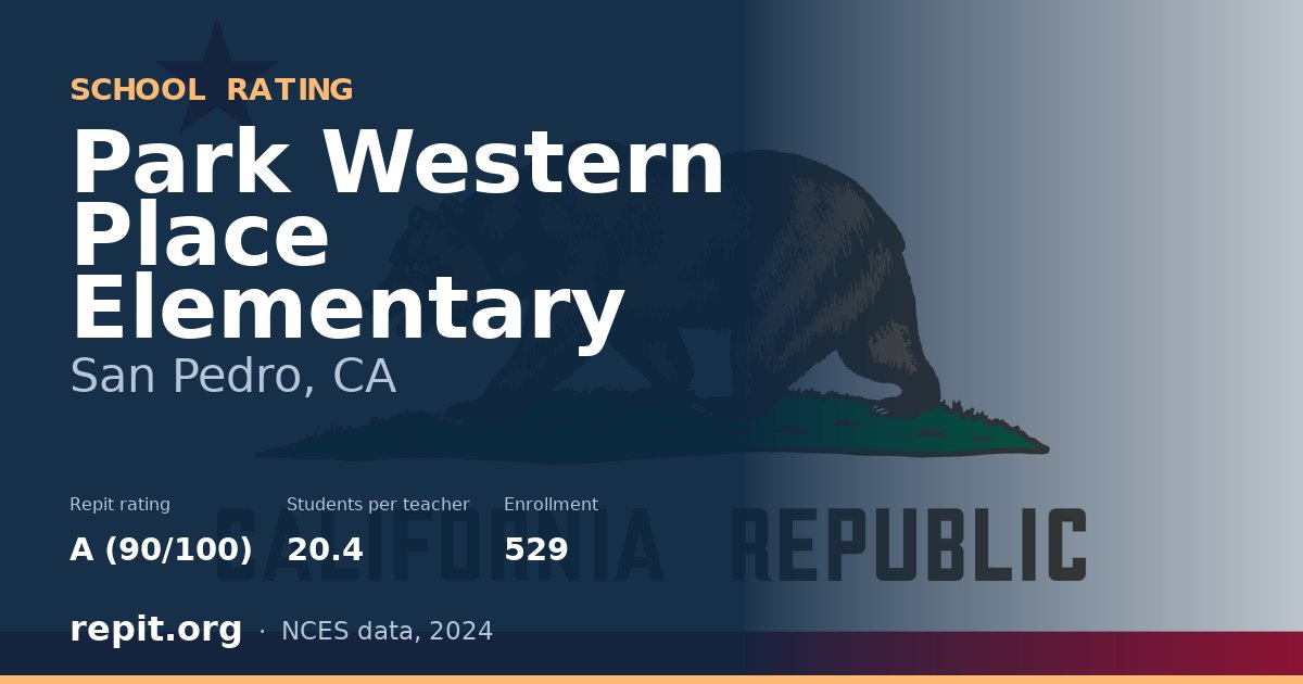 Park Western Place Elementary, San Pedro, CA — Repit school rating A (90/100)