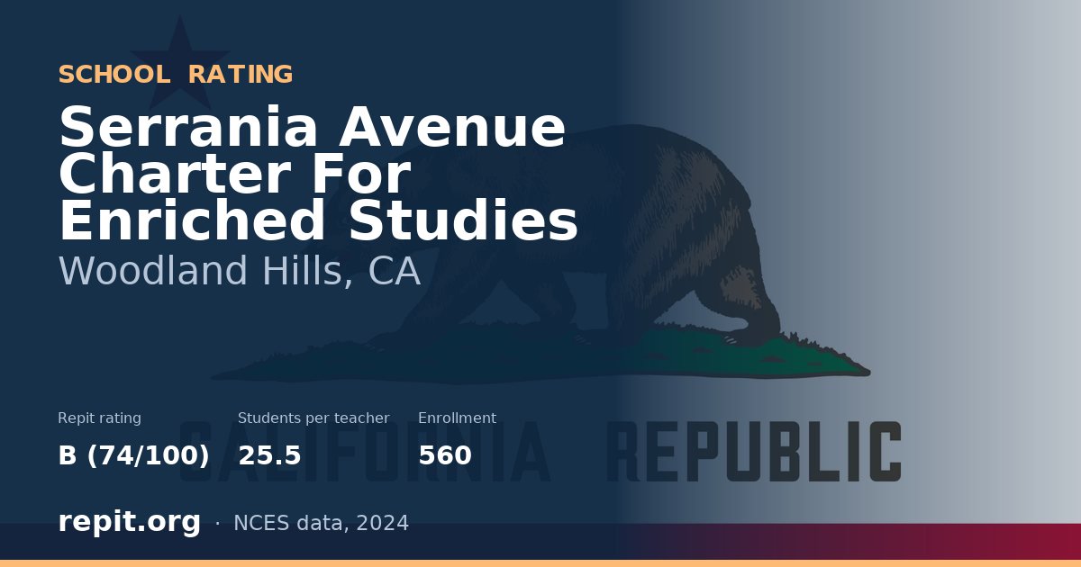 Serrania Avenue Charter For Enriched Studies, Woodland Hills, CA — Repit school rating B (74/100)