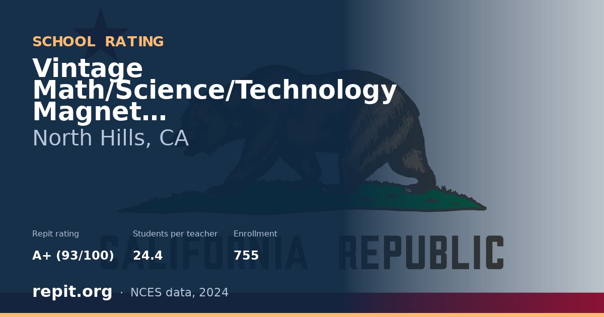 Vintage Math/Science/Technology Magnet, North Hills, CA — Repit school rating A+ (93/100)