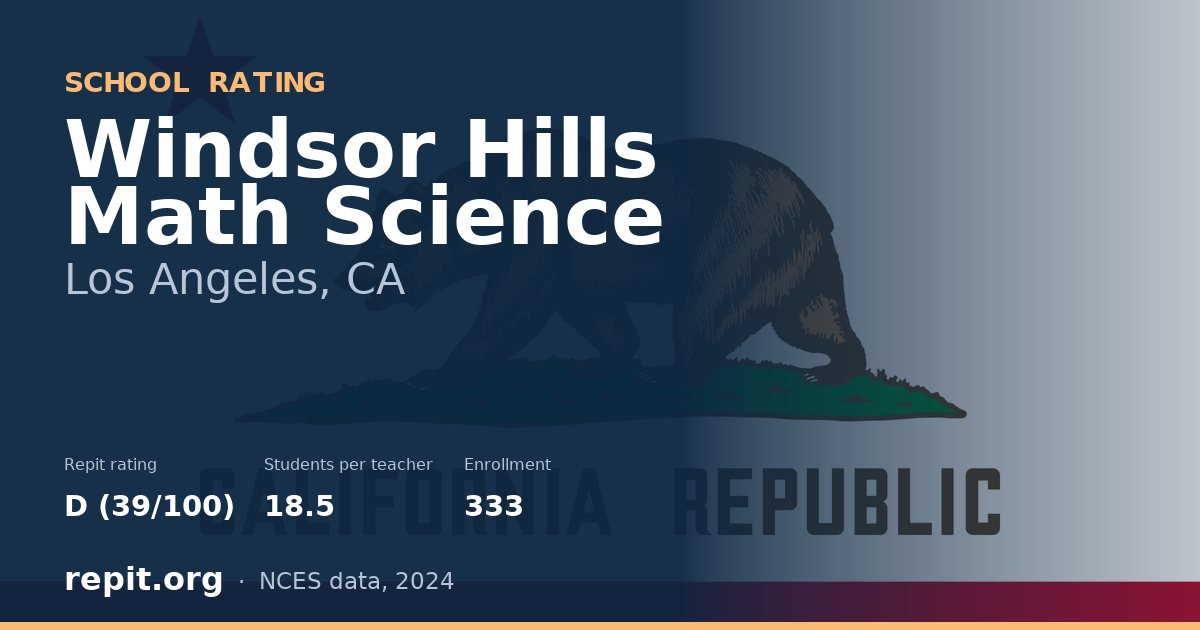 Windsor Hills Math Science, Los Angeles, CA — Repit school rating D (39/100)