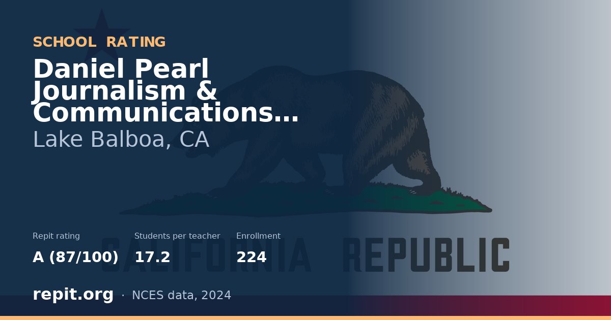 Daniel Pearl Journalism & Communications Magnet, Lake Balboa, CA — Repit school rating A (87/100)