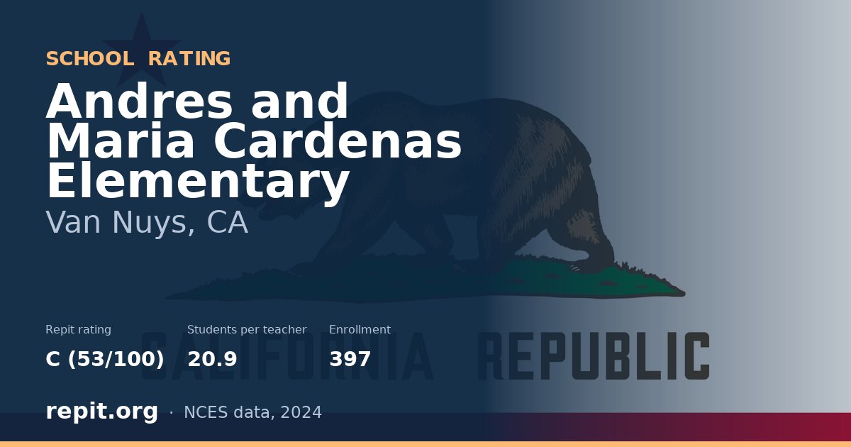 Andres and Maria Cardenas Elementary, Van Nuys, CA — Repit school rating C (53/100)