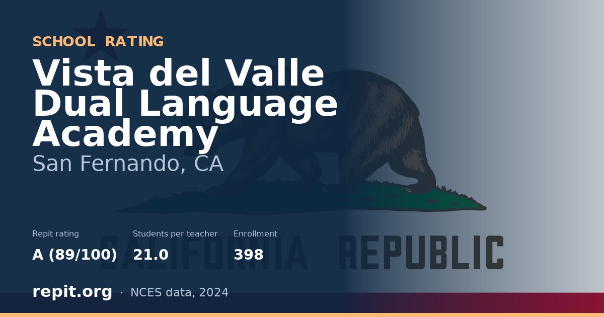 Vista del Valle Dual Language Academy, San Fernando, CA — Repit school rating A (89/100)