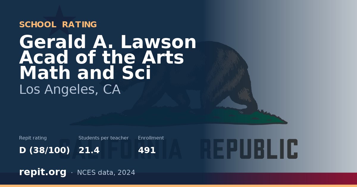 Gerald A. Lawson Acad of the Arts Math and Sci, Los Angeles, CA — Repit school rating D (38/100)