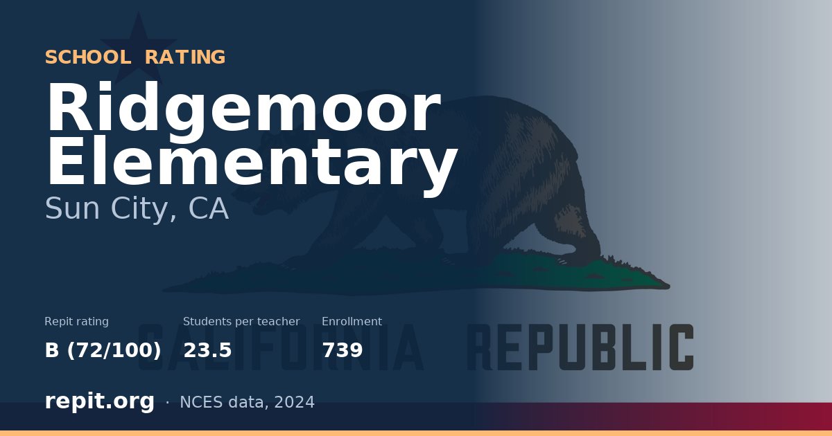 Ridgemoor Elementary, Sun City, CA — Repit school rating B (72/100)