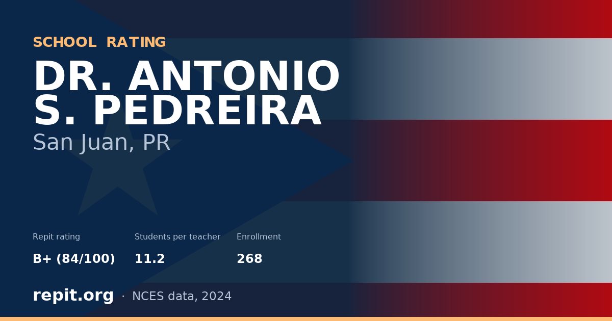 DR. ANTONIO S. PEDREIRA, San Juan, PR — Repit school rating B+ (84/100)