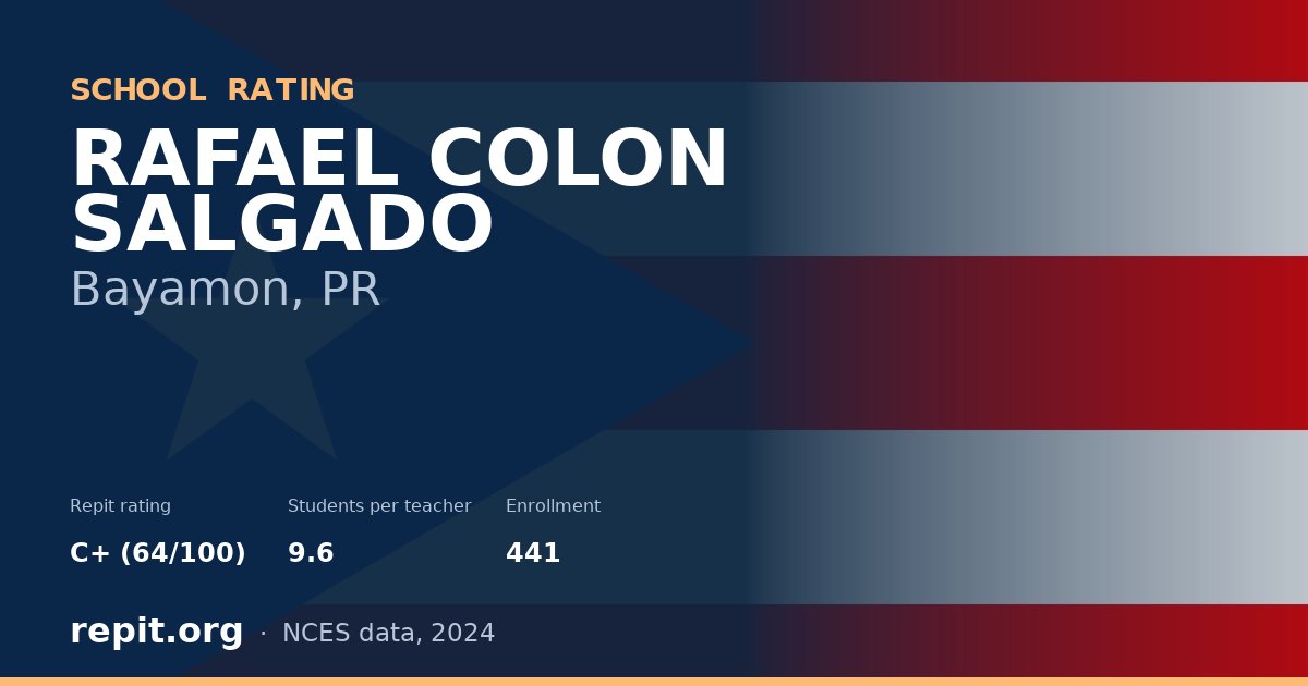 RAFAEL COLON SALGADO, Bayamon, PR — Repit school rating C+ (64/100)