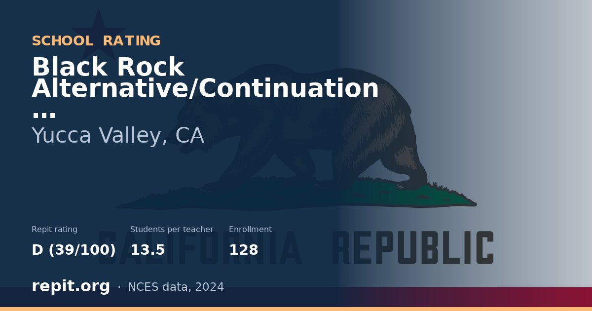 Black Rock Alternative/Continuation, Yucca Valley, CA — Repit school rating D (39/100)