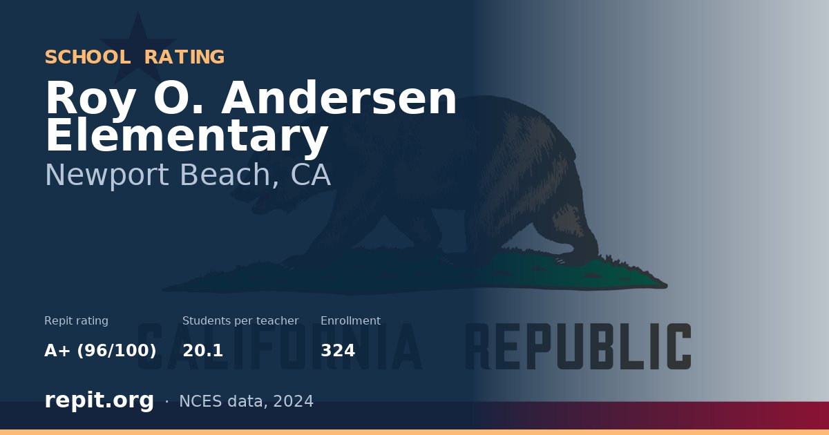Roy O. Andersen Elementary, Newport Beach, CA — Repit school rating A+ (96/100)