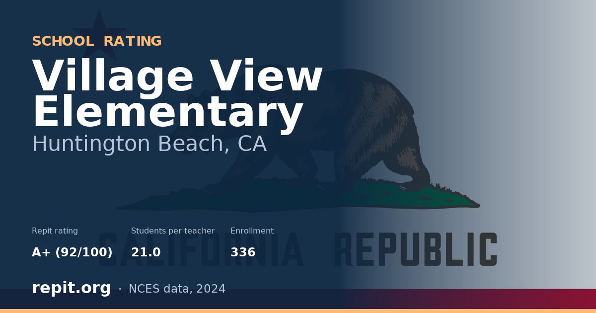 Village View Elementary, Huntington Beach, CA — Repit school rating A+ (92/100)
