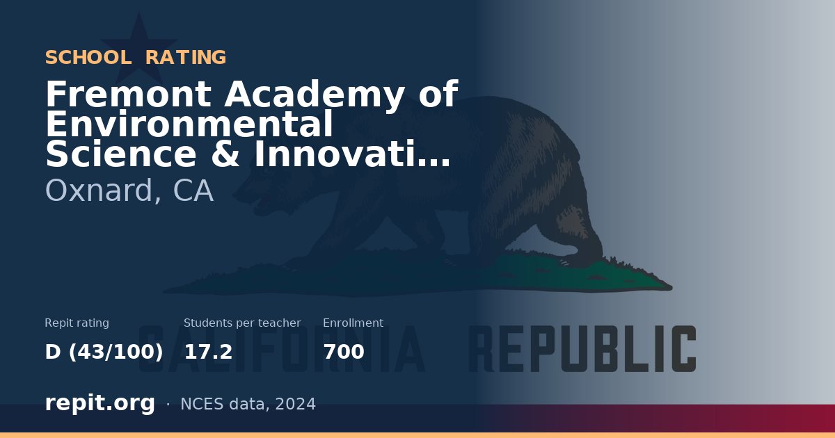 Fremont Academy of Environmental Science & Innovative Design, Oxnard, CA — Repit school rating D (43/100)