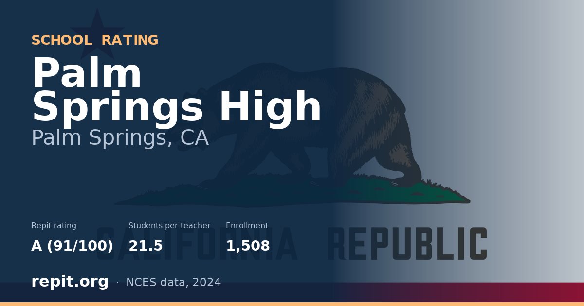 Palm Springs High, Palm Springs, CA — Repit school rating A (91/100)
