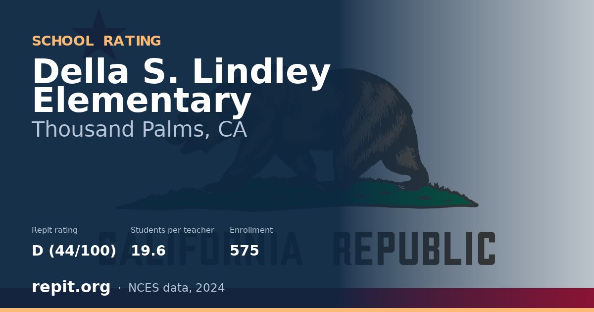 Della S. Lindley Elementary, Thousand Palms, CA — Repit school rating D (44/100)
