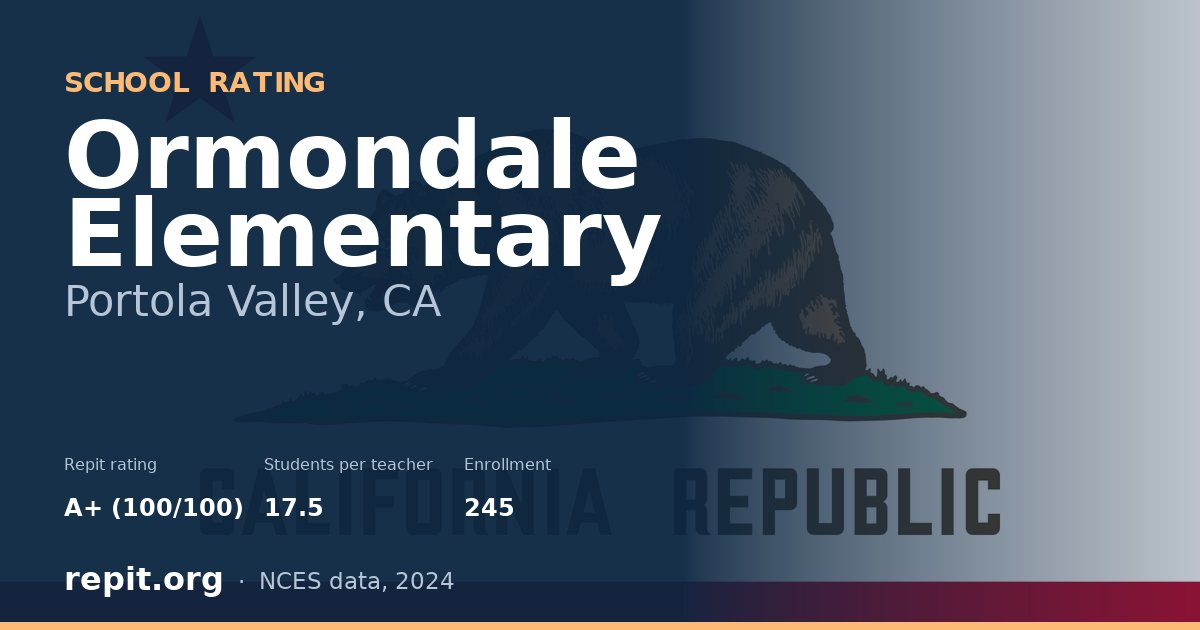 Ormondale Elementary, Portola Valley, CA — Repit school rating A+ (100/100)