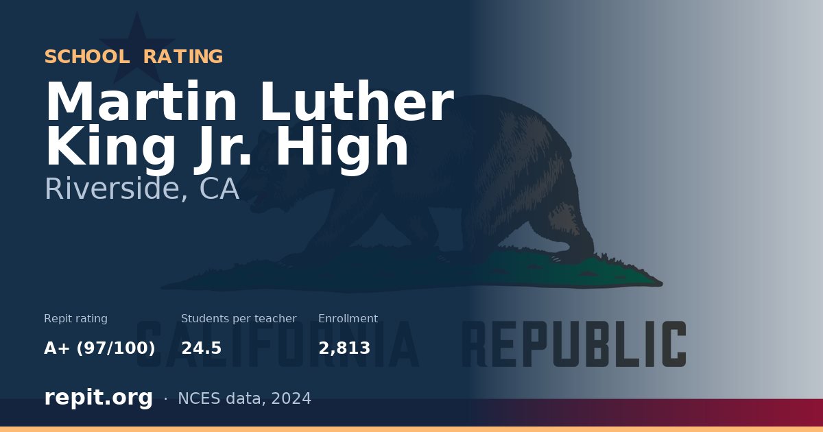 Martin Luther King Jr. High, Riverside, CA — Repit school rating A+ (97/100)
