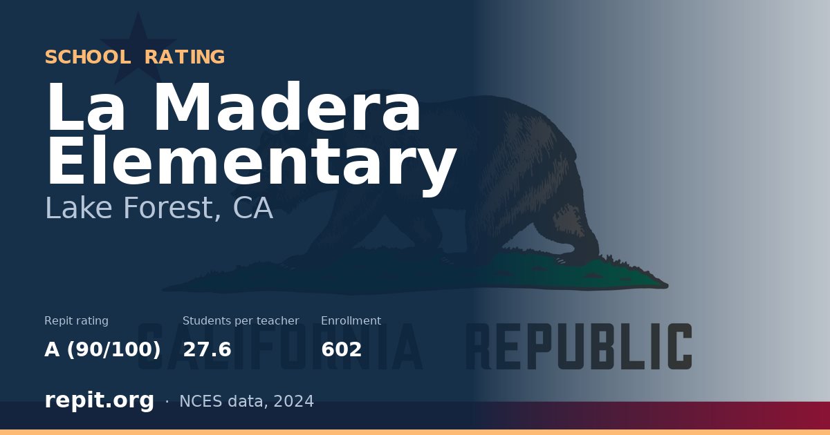 La Madera Elementary, Lake Forest, CA — Repit school rating A (90/100)